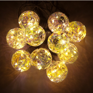 10 Connectable Lights w/5.5cm Bulbs with 60 Warm White LEDs