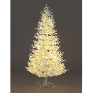 210cm Pre-Lit Saxon Snow Pine 400 Warm White LEDs PE Christmas Trees