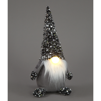 37cm Black & Grey Sequin Santa with LED Nose