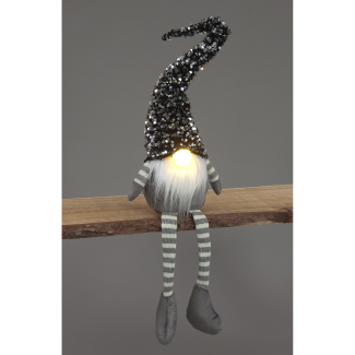 68cm Black & Grey Sequin Santa with LED Nose