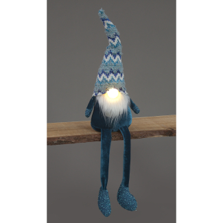 60cm Blue Sitting Santa with LED Nose