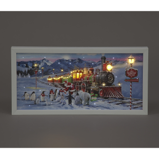 LED Wall Art: Santa Express to the North Pole - 40x20cm