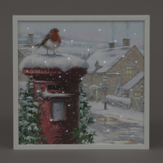 LED Wall Art - 40x40cm Robin Postbox Design